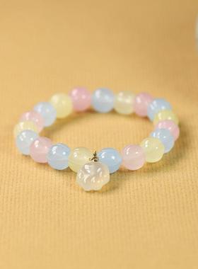 天然玉石糖果南瓜珠猫爪款手链