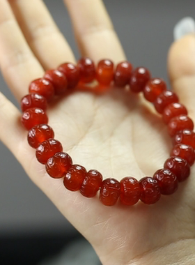 天然红玛瑙祥云算盘珠老型珠手链