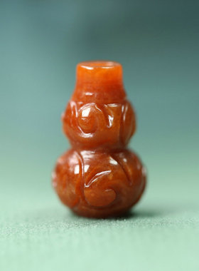 天然红色青玉石葫芦通孔DIY饰品