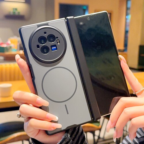 适用vivoXFold3手机壳折叠屏新款磁吸铰链双边中轴全包防摔磨砂肤感超薄简约硅胶软壳XFold3Pro保护套男女款