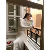 ZONEE 女宽松毛衣外套 复古玫瑰花针织开衫 LEA宋亦雯 原创设计法式