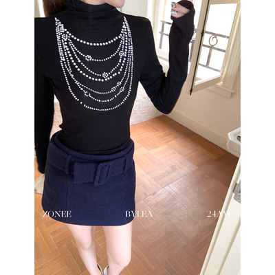 ZONEE/LEA宋亦雯 法式原创设计感时髦半身裙女百搭A字羊毛短裙子