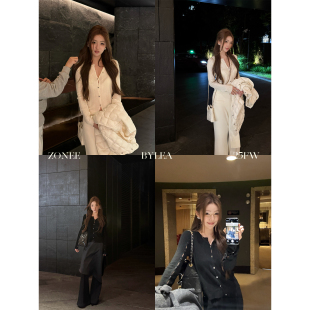 时髦设计双色羊毛针织开衫 穿搭舒适区 内搭上衣 LEA宋亦雯 ZONEE