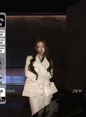 ZONEE/LEA宋亦雯 coco在冬季法式时髦小翻领针织袖鹅绒羽绒服外套