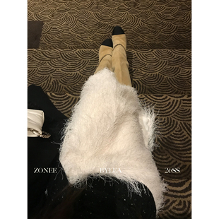 ZONEE/LEA宋亦雯 winter fantasy法式设计感内里加绒流苏半身裙女