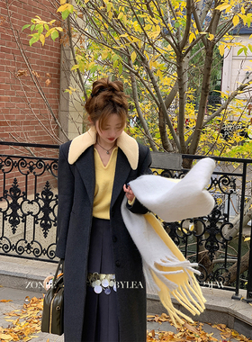 ZONEE x Lea宋亦雯 鲜活十一月 法式时髦翻领保暖双面呢长款外套