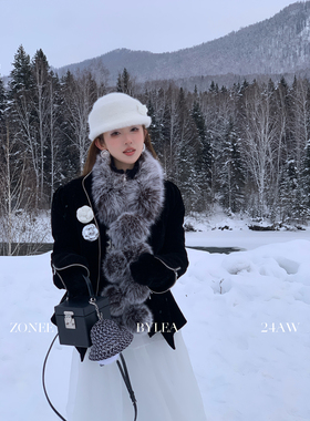 ZONEE/LEA宋亦雯 藤井树小姐 法式黑色丝绒短外套女冬季保暖棉服