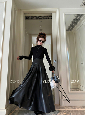 ZONEE 你就是很贵 大女主皮裙！摩登贵气高腰弹力松紧腰百搭皮裙