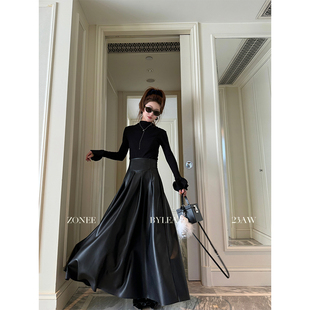 摩登贵气高腰弹力松紧腰百搭皮裙 大女主皮裙 ZONEE 你就是很贵