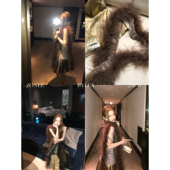 ZONEE 原创设计秋冬保暖鸵鸟毛针织长围脖围巾 LEA宋亦雯