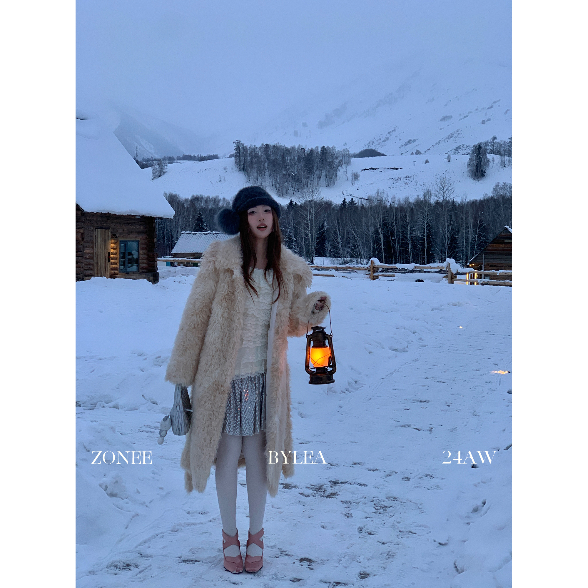 ZONEE/LEA宋亦雯 暴雪时分 冬季时髦保暖环保皮草大衣女长款外套