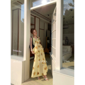 LEA宋亦雯 印花背心半身裙两件套装 贝儿 无袖 黄色玫瑰法式 ZONEE