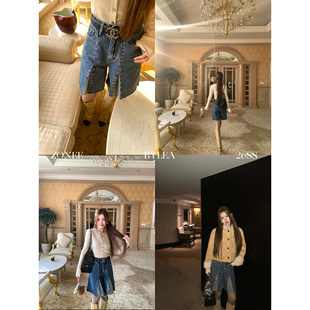 ZONEE/LEA宋亦雯 中目黑daily look 法式复古丹宁插片牛仔中裤女