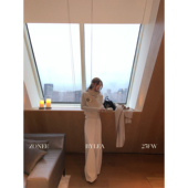 LEA宋亦雯 法式 时尚 ZONEE 圈 老钱 精致感直筒弯刀阔腿休闲裤 女