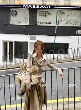 ZONEE/LEA宋亦雯 sweetshoppe 法式原创设计绵羊毛桑蚕丝针织上衣