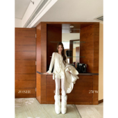 两件套装 ZONEE 法式 设计白色针织上衣休闲短裤 LEA宋亦雯 云朵白