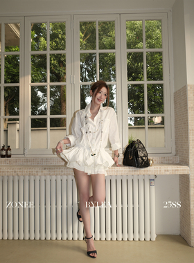 ZONEE/LEA宋亦雯 极简天花板 法式时髦花苞白色衬衫女设计感上衣
