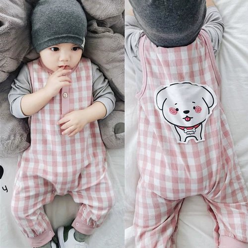 Детское демисезонное летнее хлопковое боди подходит для мужчин и женщин без рукавов для выхода на улицу, 01 лет