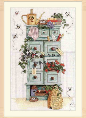 原套真线对比 正品DMC十字绣自配套件 绝版 Dim13651 蓝色小柜子