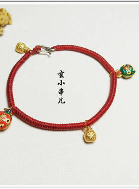 吞金兽925纯银脚链藏式金刚结