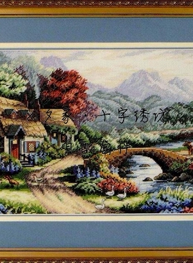 原套真线对比 十字绣自配套件 绝版大金 Dim 35019 英国山谷小屋