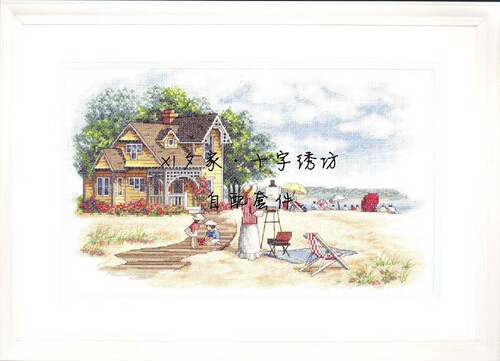 原套真线对比 十字绣自配套件 绝版 DIM35177  海边女画家
