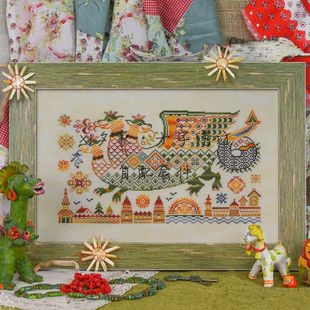 原套真线对比十字绣套件 OWL Zmey Gorynych 祖母绿戈里尼奇蛇