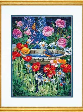 原套真线对比原版图纸十字绣自配套件Dim 70-35288 花园倒影 鸟盆