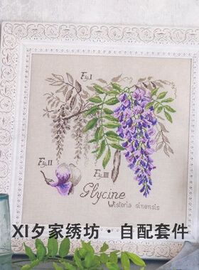 欧美风杂志 法国正品DMC十字绣自配套件 DFEA阴影花-紫藤