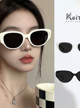 复古猫眼墨镜2024年新款高级感潮流太阳镜个性防紫外线开车遮阳