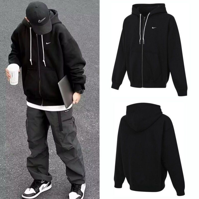 正品Nike LAB耐克男秋冬运动休闲加绒保暖连帽拉链卫衣外套DR0404