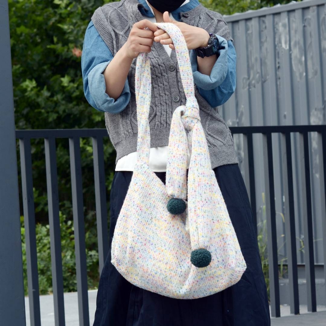 杜九月原创  文艺慵懒复古毛线针织包 小众手作可爱球球单肩斜挎,箱包皮具/热销女包/男包,通用款女包,淘宝优惠券,粉丝福利购,淘宝优惠卷