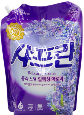 韩国进口LG正品舒福蓝柔顺剂薰衣草香护理衣物防静电2100ml