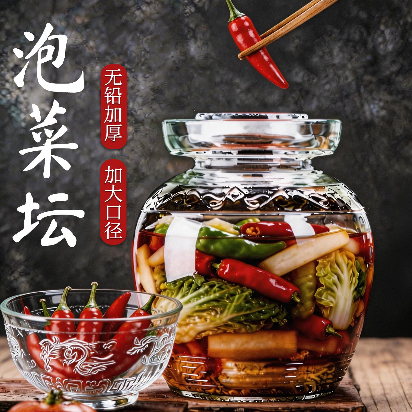 四川泡菜坛子家用玻璃密封罐咸菜罐腌制酸菜辣椒酱罐子老式腌菜缸