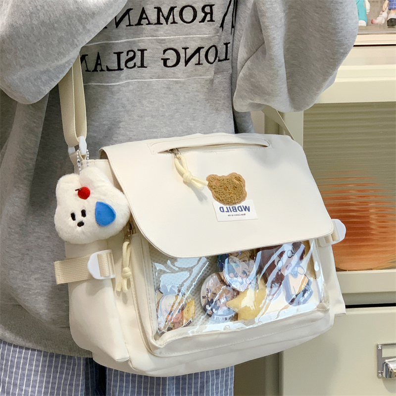 斜挎白色痛包女新款学生