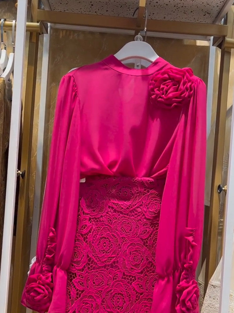 FASHIONABLE TEMPERAMENT SHIRT WOMENS 2025 EARLY SPRING DESIGN SENSE NICHE THREE-DIMENSIONAL FLOWER PUFF SLEEVES TO REDUCE AGE AND VERSATILE CHIFFON SHIRT