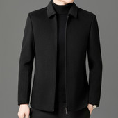 秋冬季 商务休闲翻领呢子外套保暖高档 男士 羊毛夹克大衣中年爸爸装