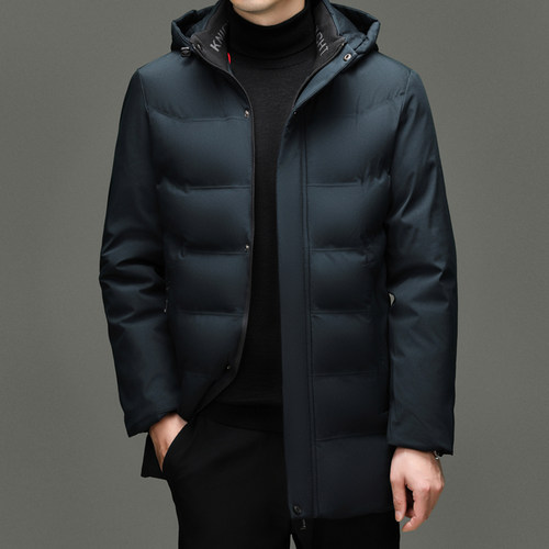 中年爸爸冬季加厚保暖连帽棉衣