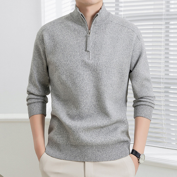 秋季立领半拉链针织衫毛衣男士韩版潮流帅气百搭修身打底衫上衣男
