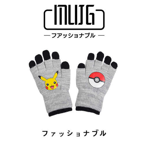 2025皮卡丘儿童手套秋冬季男女童可爱卡通五指手套宝宝户外保暖