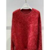 软糯舒适拉毛红色针织羊毛衫 新款 女4GA233462 2026春季 MM商场同款