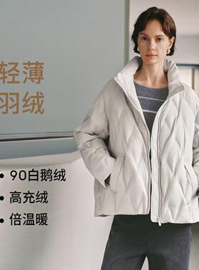 MM麦家商场同款2025冬短款轻薄鹅绒羽绒服外套立领宽松5GA180951