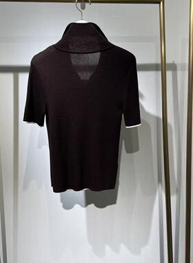 MM商场同款2026春新款纯色百搭气质翻领短袖针织衫女3H4132001