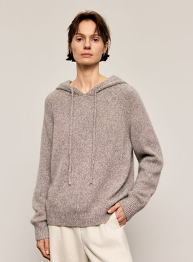 MM麦家2025冬季连帽羊绒针织衫女宽松显瘦毛衣保暖上衣5GA134081Q