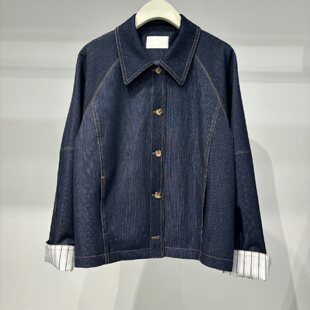 MM商场同款2026春季新款单排扣翻领百搭短款牛仔外套女39H2110761
