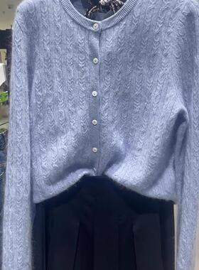 MM商场同款2025秋季新品百搭显白蓝色圆领针织衫女毛衣5GA134261