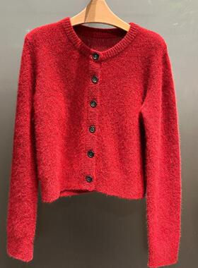 MM商场同款2025冬新款时尚圆领针织开衫休闲毛衣外套女5GA234972Q