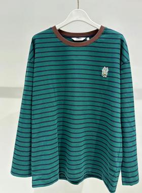 MM麦家商场同款2025秋新百搭休闲圆领长袖条纹针织卫衣4G8203601