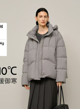 MM麦麦家025冬季新款休闲面包服短款连帽白鸭绒羽绒服女5FA280781