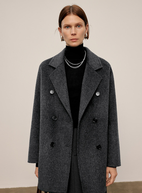 MM麦家高原山羊绒双面毛呢大衣短款外套25秋冬新款5G9970341